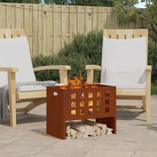 vidaXL Fire Pit Castanho 50 x 30 x 40 cm A&ccedil;o
