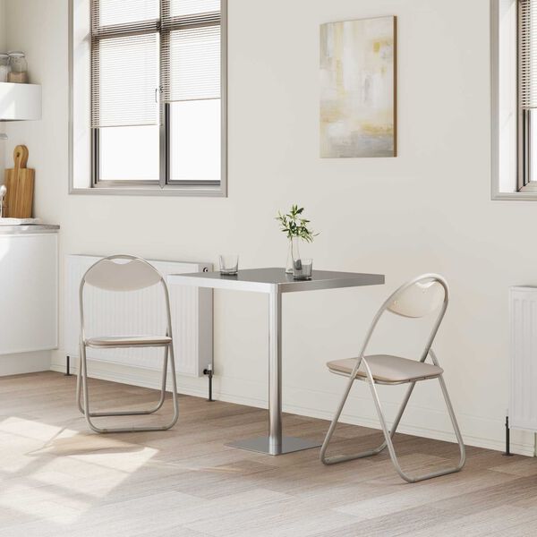 vidaXL Cadeira Dobr&aacute;vel 2 pcs Areia 48 x 43,5 x 81 cm Couro Sint&eacute;tico