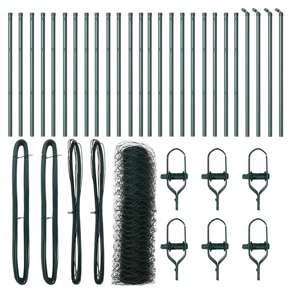 vidaXL Poste de Cerca Verde 50 x 0,8 m (malha de 36 mm) A&ccedil;o e PVC