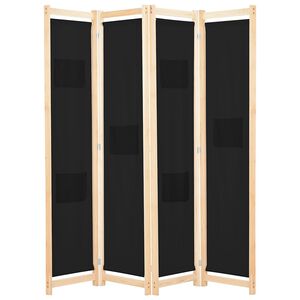 vidaXL Divis&oacute;ria de quarto com 4 pain&eacute;is 160x170x4 cm tecido preto