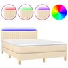 vidaXL Cama box spring c/ colch&atilde;o e LED 140x200 cm tecido cor creme