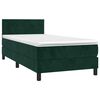 vidaXL Cama box spring c/ colch&atilde;o/LED 90x190 cm veludo verde-escuro