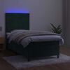 vidaXL Cama box spring c/ colch&atilde;o/LED 100x200 cm veludo verde-escuro