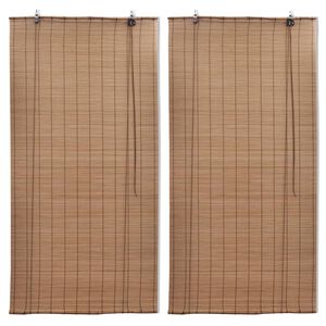 vidaXL Estores de rolo 2 pcs 80 x 160 cm bambu castanho