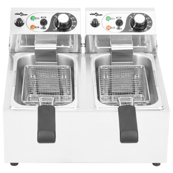 vidaXL Fritadeira el&eacute;trica dupla em a&ccedil;o inoxid&aacute;vel 12 L 4000 W