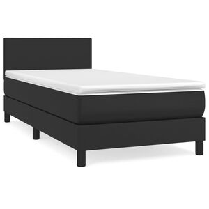 vidaXL Cama com molas/colch&atilde;o 90x190 cm couro artificial preto