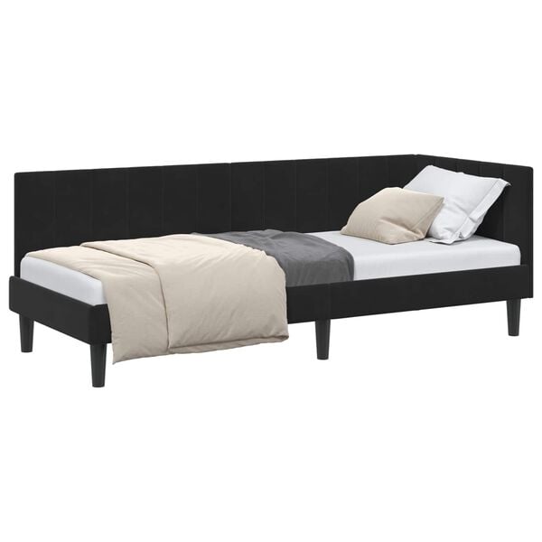 vidaXL Estrutura de Cama de Canto Preto 80 cm x 200 cm Veludo