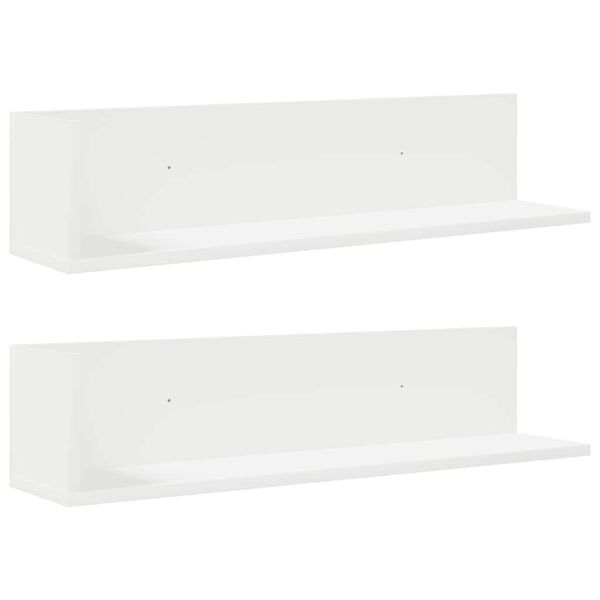 vidaXL Estantes de parede 2pcs 75x16,5x16,5cm derivados madeira branco