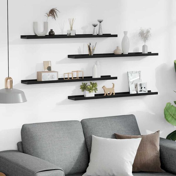 vidaXL Prateleiras de parede 4 pcs 80x9x3 cm preto