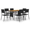 vidaXL 7 pcs Conjunto de jantar p/ exterior vime PE preto