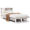 vidaXL Cama com estante sem colch&atilde;o 75x190 cm madeira maci&ccedil;a branco