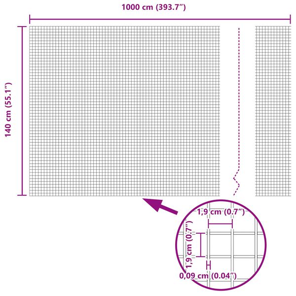 vidaXL Cerca de Arame Soldado Verde 1.4 x 10 m