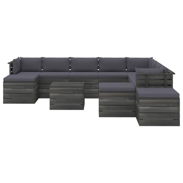 vidaXL 12 pcs conjunto lounge de paletes com almofad&otilde;es pinho maci&ccedil;o