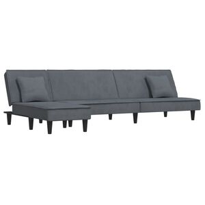 vidaXL Sof&aacute;-cama em forma de L 255x140x70 cm veludo cinzento-escuro