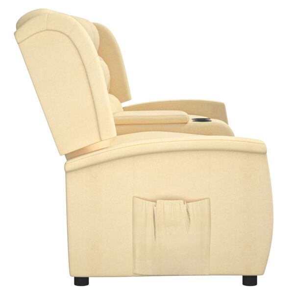 vidaXL Sof&aacute; reclin&aacute;vel 4 lugares c/ suporte copos cor creme