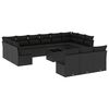 vidaXL 14 pcs conjunto de sof&aacute;s p/ jardim c/ almofad&otilde;es vime PE preto