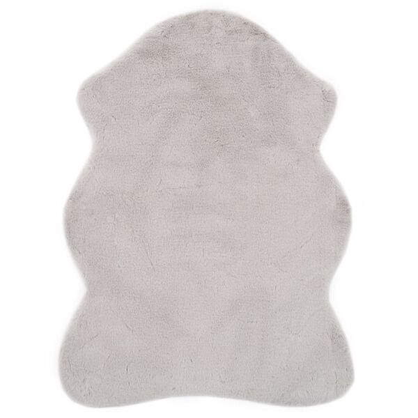 vidaXL Tapete em pele de coelho artificial 65x95 cm cinzento