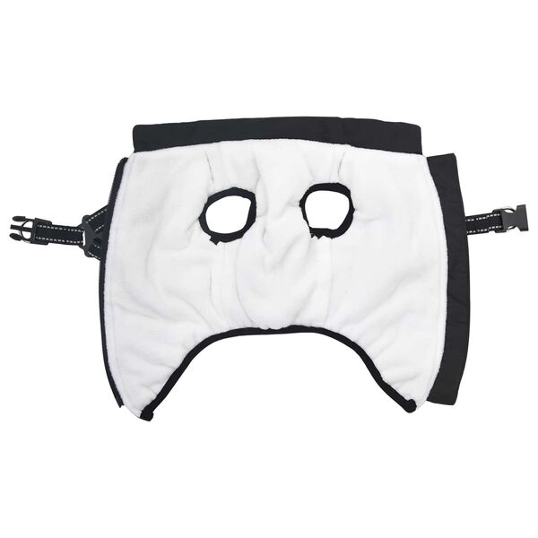 vidaXL Casaco para C&atilde;es com arn&ecirc;s Preto L24 Velo e Poli&eacute;ster