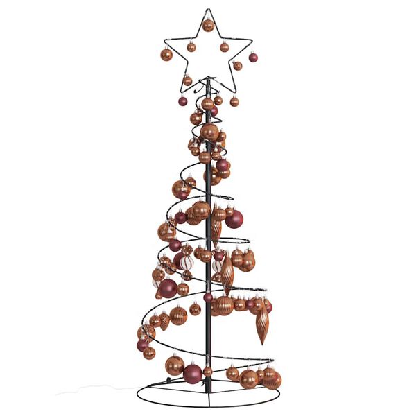 vidaXL &Aacute;rvore de Natal LED com Baubles 80 LEDs Branco Quente 120 cm