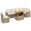 vidaXL 7 pcs conjunto de sof&aacute;s p/ jardim com almofad&otilde;es vime PE bege