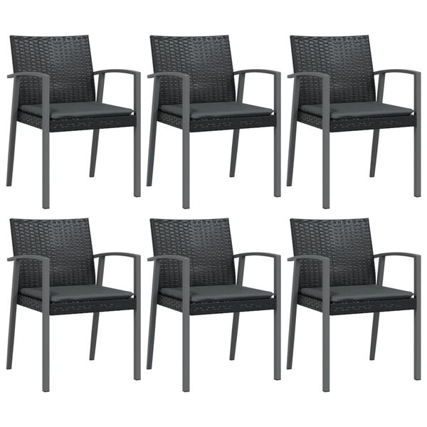vidaXL 7 pcs conjunto de jantar p/ jardim c/ almofad&otilde;es vime PE e a&ccedil;o