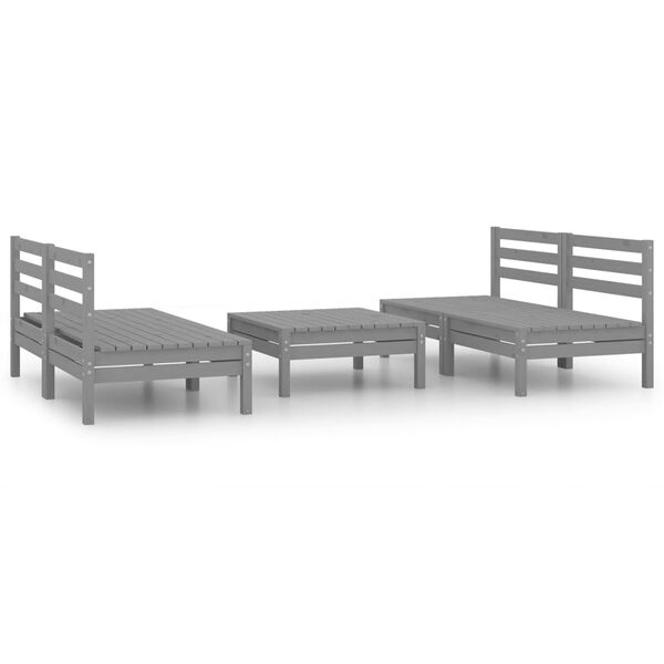 vidaXL 5 pcs conjunto lounge de jardim pinho maci&ccedil;o cinzento