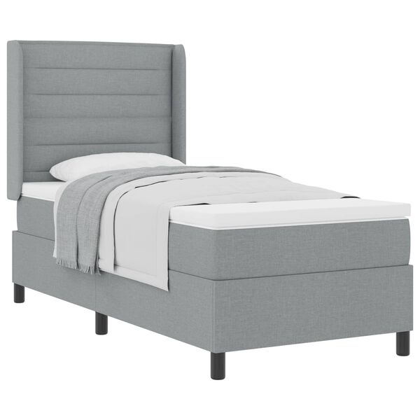 vidaXL Cama Box com colch&atilde;o Cinzento-claro 90 x 190 cm tecido