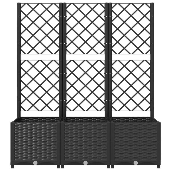 vidaXL Vaso de jardim com treli&ccedil;a preto 120x40x136 cm PP