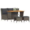 vidaXL 4 pcs conjunto de jantar p/ jardim c/ almofad&otilde;es vime PE cinza