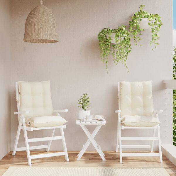 vidaXL Almofad&otilde;es cadeira encosto baixo 2 pcs tecido oxford creme