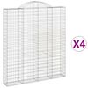 vidaXL Cestos gabião arqueados 4pcs 200x30x220/240cm ferro galvanizado