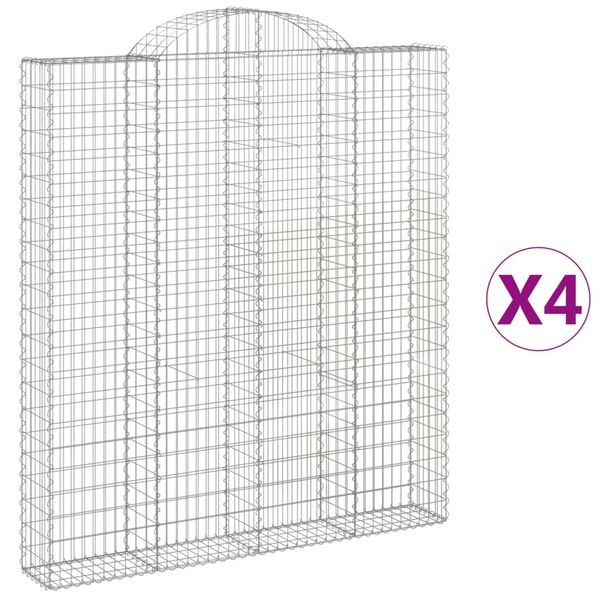 vidaXL Cestos gabião arqueados 4pcs 200x30x220/240cm ferro galvanizado