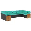 vidaXL Conjunto de sof&aacute; de jardim com 10 pe&ccedil;as e almofadas em rattan sint&eacute;tico preto