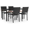 vidaXL 5 pcs conjunto de jantar p/ jardim vime PE preto
