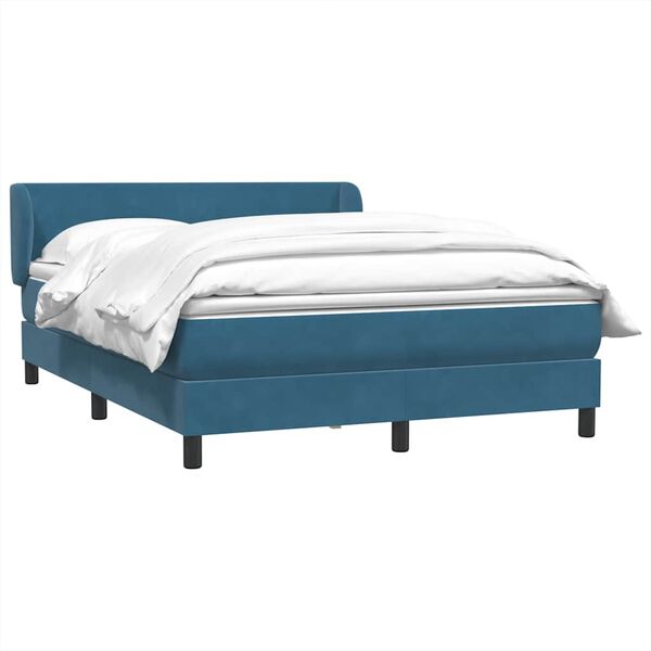 vidaXL Cama com molas/colch&atilde;o 160x220 cm veludo azul-escuro