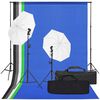 vidaXL Kit de est&uacute;dio fotogr&aacute;fico com conjunto de ilumina&ccedil;&atilde;o e fundo