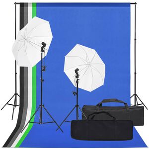 vidaXL Kit de est&uacute;dio fotogr&aacute;fico com conjunto de ilumina&ccedil;&atilde;o e fundo