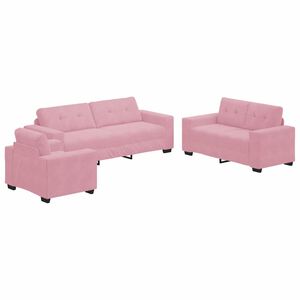 vidaXL Conjunto de Sof&aacute;s 3 pcs Rosa 221 x 80 x 80 cm Veludo