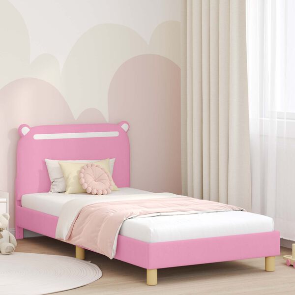 vidaXL Estrutura de Cama Infantil com Cabeceira Rosa 80 x 200 cm