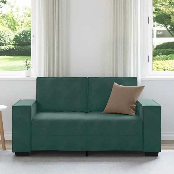 vidaXL Sof&aacute; de 2 lugares 160x78x84 cm veludo verde-escuro
