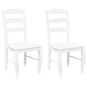vidaXL Cadeiras de jantar 2 pcs madeira de seringueira maci&ccedil;a branco
