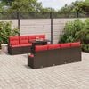vidaXL Conjunto de Sof&aacute; de Jardim 9 pcs Marrom e Vermelho vime PE