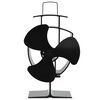 vidaXL Ventilador de fog&atilde;o alimentado a calor 3 l&acirc;minas preto