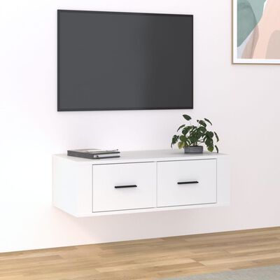 vidaXL Móvel de TV suspenso 80x36x25 cm derivados de madeira branco