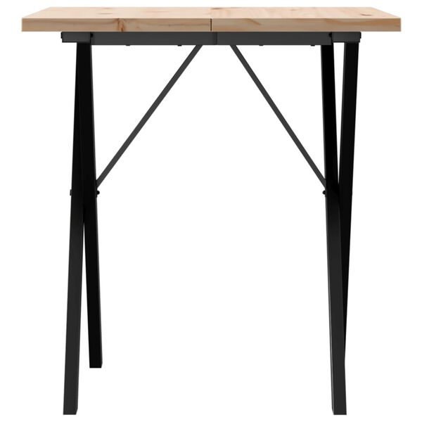 vidaXL Mesa de jantar estrutura em X 70x70x75,5 cm pinho/aço