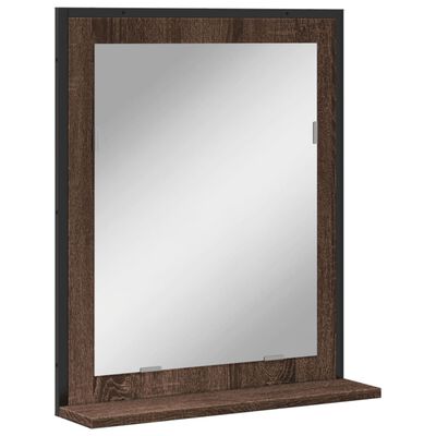 vidaXL Espelho de WC c/ prateleira derivados madeira carvalho castanho