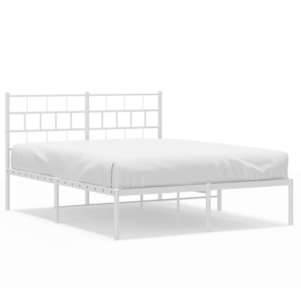 vidaXL Estrutura de cama com cabeceira 120x190 cm metal branco