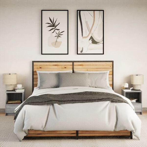 vidaXL Mesas cabeceira c/ LEDs 2 pcs derivados madeira cinza sonoma