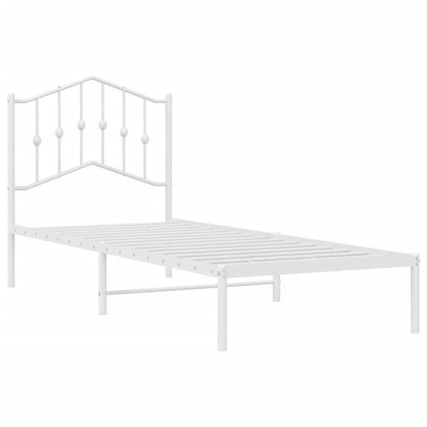 vidaXL Estrutura de cama com cabeceira 90x200 cm metal branco