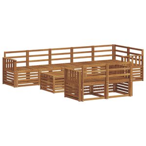vidaXL Conjunto de Sof&aacute;s para Exterior 9 unid. Natural Poli&eacute;ster